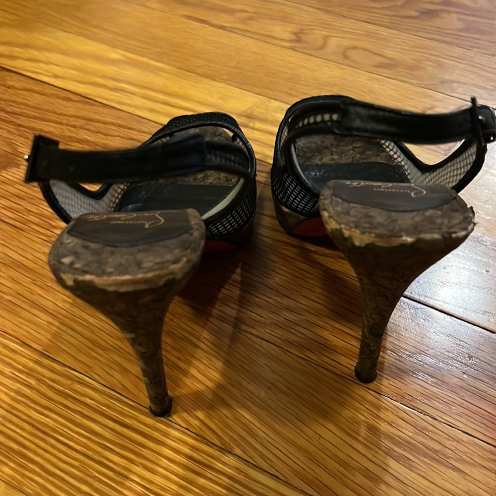 Sheer Net Sling Back Cork Heel - image 3